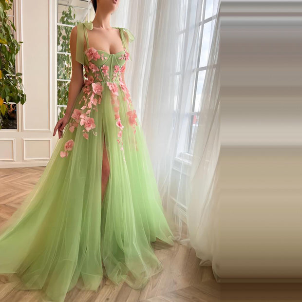 Enchanted Bloom: The Floral Applique Tulle Gown