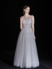 The Ethereal Gray Blue Tulle Gown