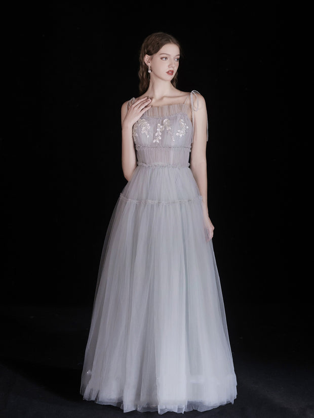 The Ethereal Gray Blue Tulle Gown