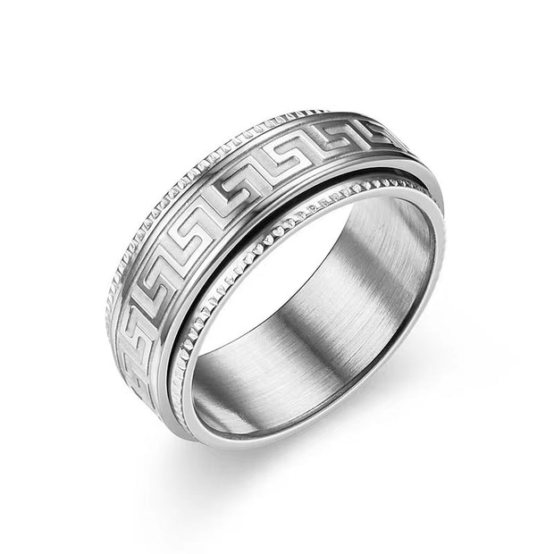 Titanium Steel Men's Decompression Anti Anxiety Rotating Ring