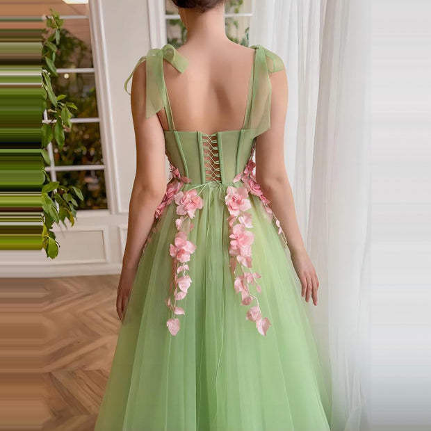 Enchanted Bloom: The Floral Applique Tulle Gown