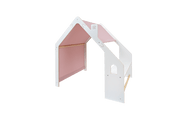 MeowBaby® White Wooden House for Kids - Pink Roof