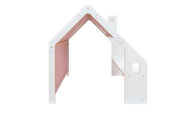 MeowBaby® White Wooden House for Kids - Pink Roof
