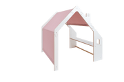MeowBaby® White Wooden House for Kids - Pink Roof