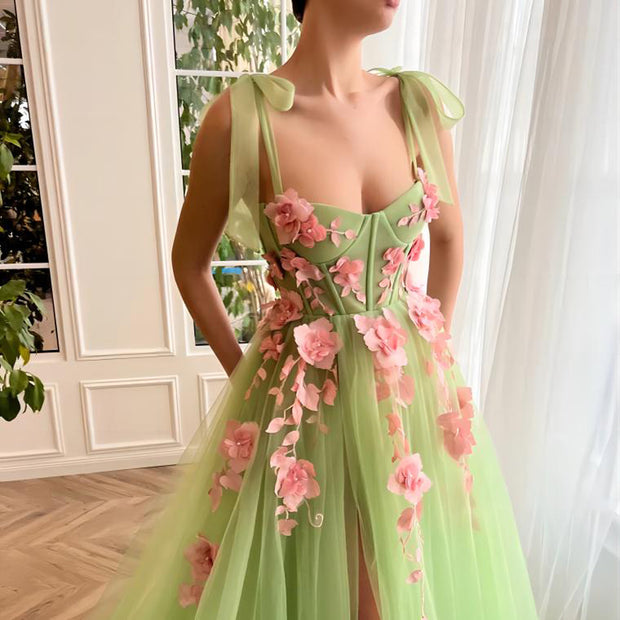 Enchanted Bloom: The Floral Applique Tulle Gown