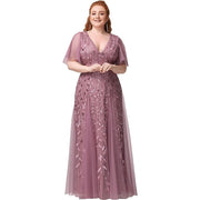 Women's Plus Size Bridesmaid Sequined Net Fishtail Dress
