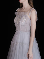 The Ethereal Gray Blue Tulle Gown
