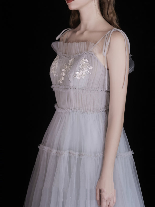 The Ethereal Gray Blue Tulle Gown
