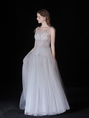 The Ethereal Gray Blue Tulle Gown