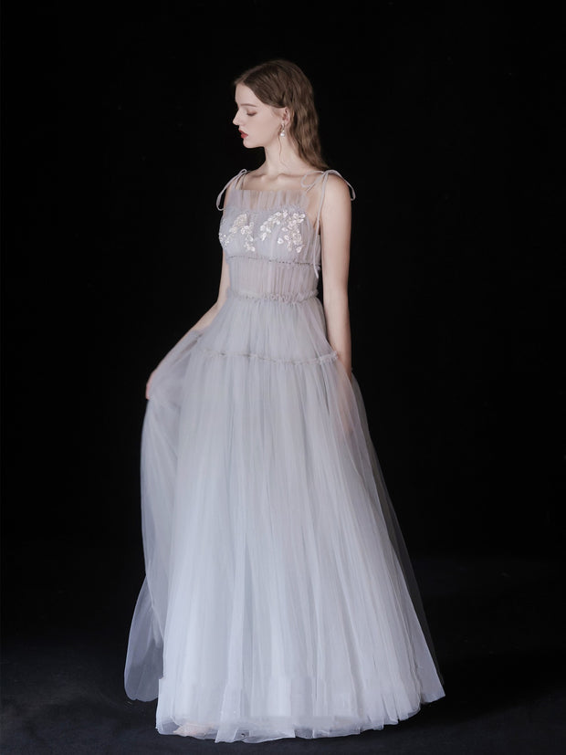 The Ethereal Gray Blue Tulle Gown