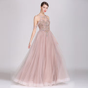 Gilded Bloom: The Beaded Tulle Maxi Gown