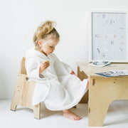 Linen Fine Waffle Poncho for Kids - White