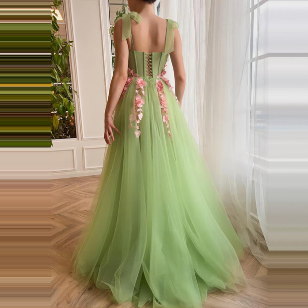 Enchanted Bloom: The Floral Applique Tulle Gown