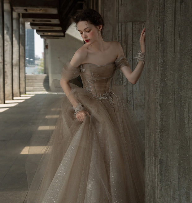 The Off Shoulder Tulle Ballgown