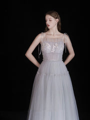 The Ethereal Gray Blue Tulle Gown