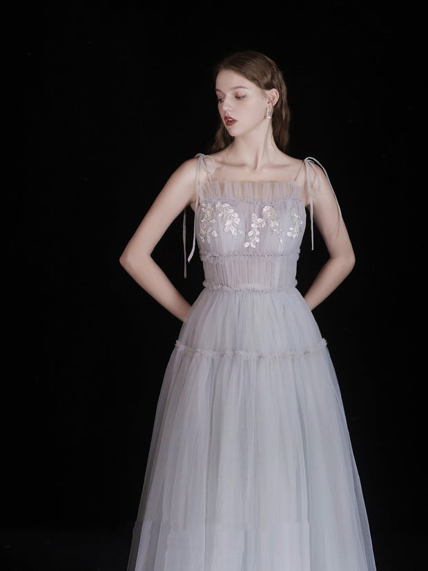 The Ethereal Gray Blue Tulle Gown