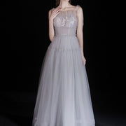 The Ethereal Gray Blue Tulle Gown