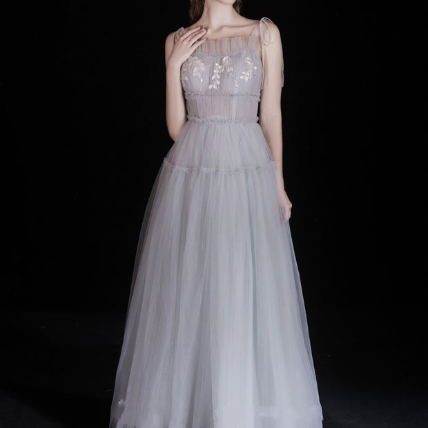 The Ethereal Gray Blue Tulle Gown