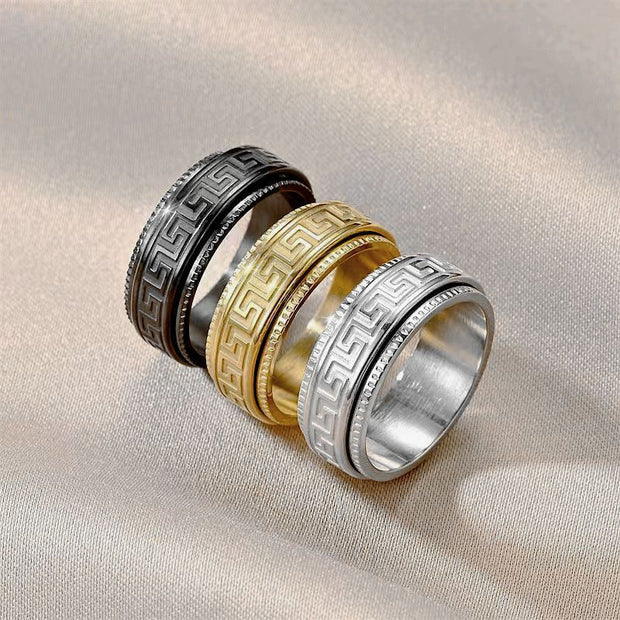 Titanium Steel Men's Decompression Anti Anxiety Rotating Ring