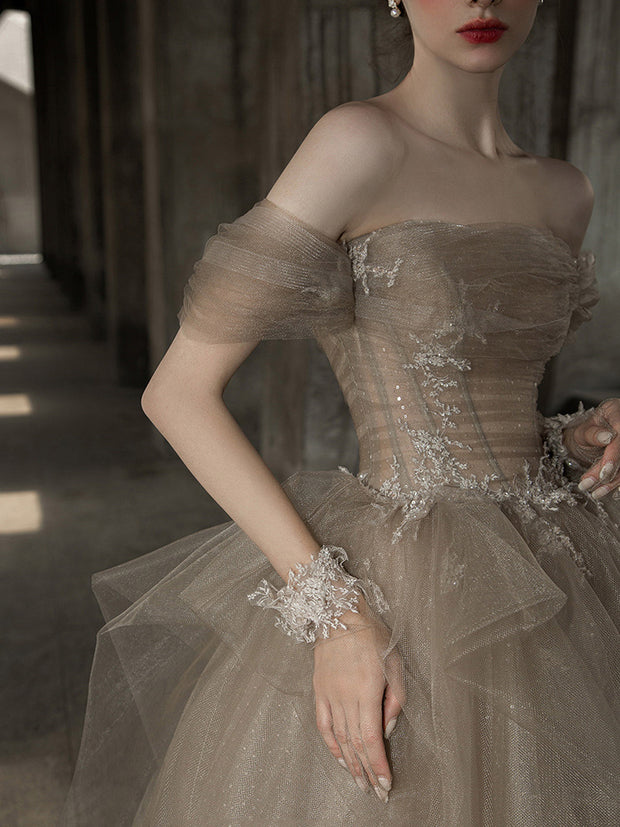 The Off Shoulder Tulle Ballgown