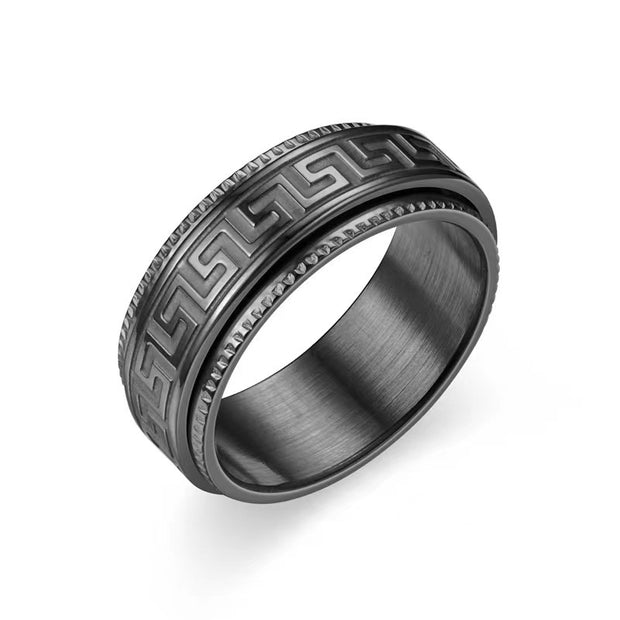 Titanium Steel Men's Decompression Anti Anxiety Rotating Ring