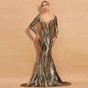 Golden Glamour: The Sequin Mermaid Gown