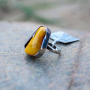 925 Silver Baltic Amber Ring Indraja, Size 18,5 - Jo-Bolt-Store