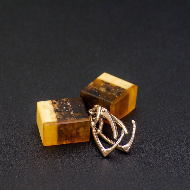 929 Silver Mosaic Amber Earrings Afrodite - Jo-Bolt-Store