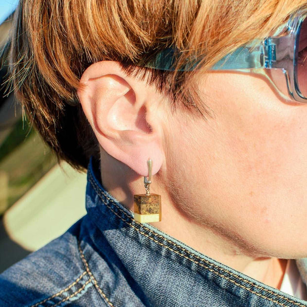929 Silver Mosaic Amber Earrings Afrodite - Jo-Bolt-Store