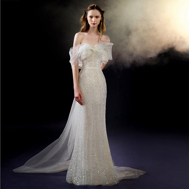 The Embellished Mesh Fishtail Gown