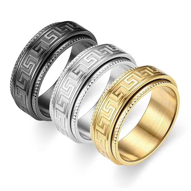 Titanium Steel Men's Decompression Anti Anxiety Rotating Ring
