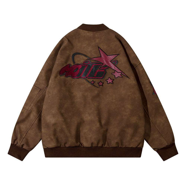 American Street Letters Embroidered PU Leather Jacket Men Fashion Brands Motorcycle Clothing - Jo-Bolt-Store