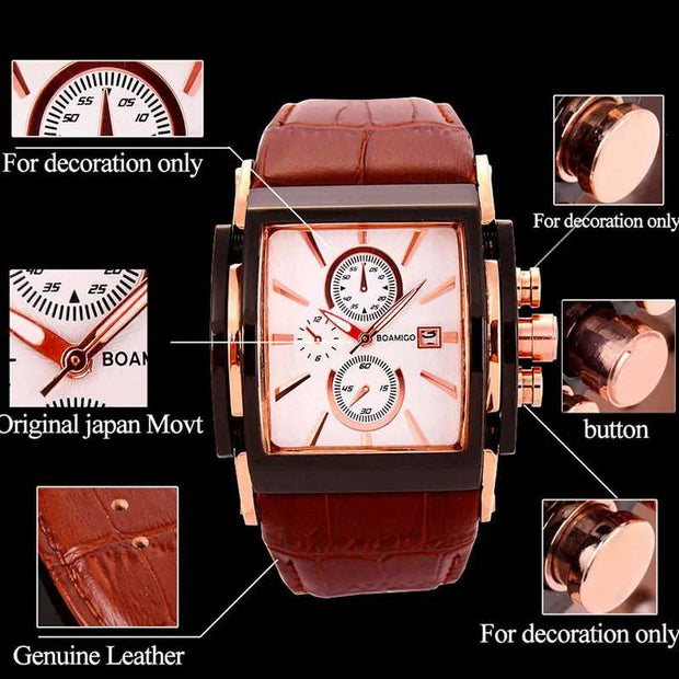 BOAMIGO men quartz watches large dial fashion casual sports watches - Jo-Bolt-Store