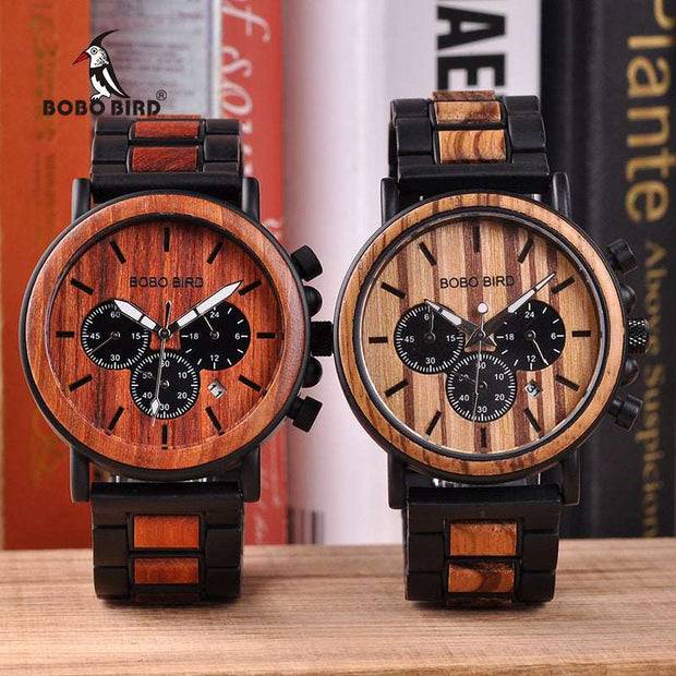 BOBO BIRD Wooden Men Watches Relogio Masculino Top Brand Luxury Stylish Chronograph Military Watch A Great Gift for Male OEM - Jo-Bolt-Store