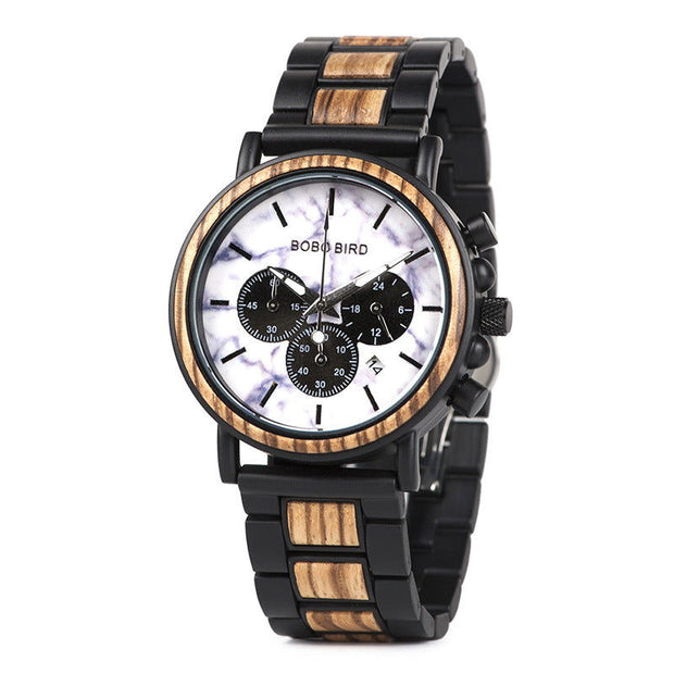 BOBO BIRD Wooden Men Watches Relogio Masculino Top Brand Luxury Stylish Chronograph Military Watch A Great Gift for Male OEM - Jo-Bolt-Store