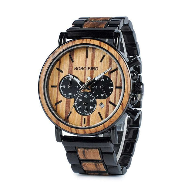 BOBO BIRD Wooden Men Watches Relogio Masculino Top Brand Luxury Stylish Chronograph Military Watch A Great Gift for Male OEM - Jo-Bolt-Store