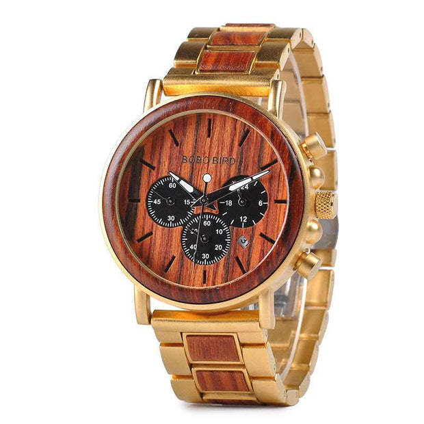 BOBO BIRD Wooden Men Watches Relogio Masculino Top Brand Luxury Stylish Chronograph Military Watch A Great Gift for Male OEM - Jo-Bolt-Store