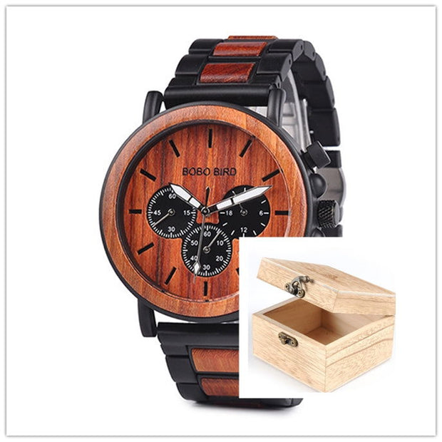 BOBO BIRD Wooden Men Watches Relogio Masculino Top Brand Luxury Stylish Chronograph Military Watch A Great Gift for Male OEM - Jo-Bolt-Store