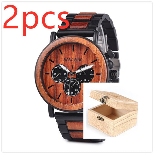 BOBO BIRD Wooden Men Watches Relogio Masculino Top Brand Luxury Stylish Chronograph Military Watch A Great Gift for Male OEM - Jo-Bolt-Store