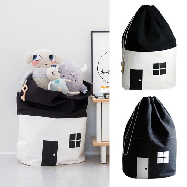 Baby Toy Storage Bag Play Mats Carpet For Children Room Decor Large Capacity Cute House Design Cotton Canvas Mat For Kids - Jo-Bolt-Store