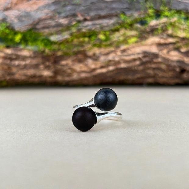 Black Swans Matte Black Amber Ring - Jo-Bolt-Store