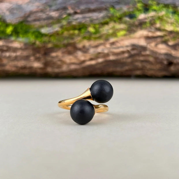 Black Swans Matte Black Amber Ring - Jo-Bolt-Store