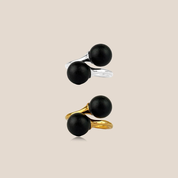 Black Swans Matte Black Amber Ring - Jo-Bolt-Store