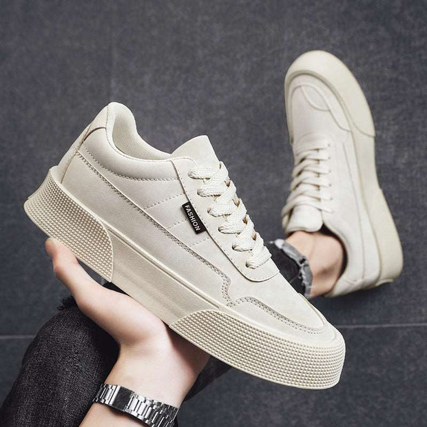 Casual Board Flat Shoes Men Breathable Thick-soled Lace-up Sneakers For Walking Running - Jo-Bolt-Store