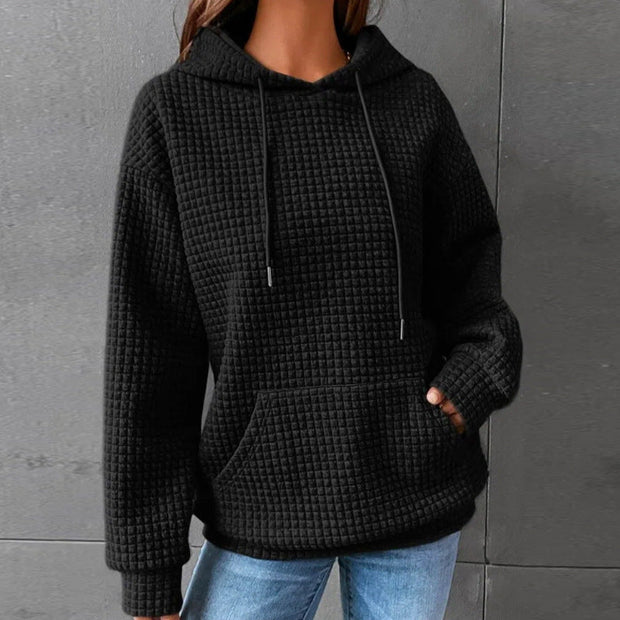Fashion Waffle Hoodie Sweater Women's Sports Sweatshirt Casual Long Sleeve Tops Womens Clothing - Jo-Bolt-Store