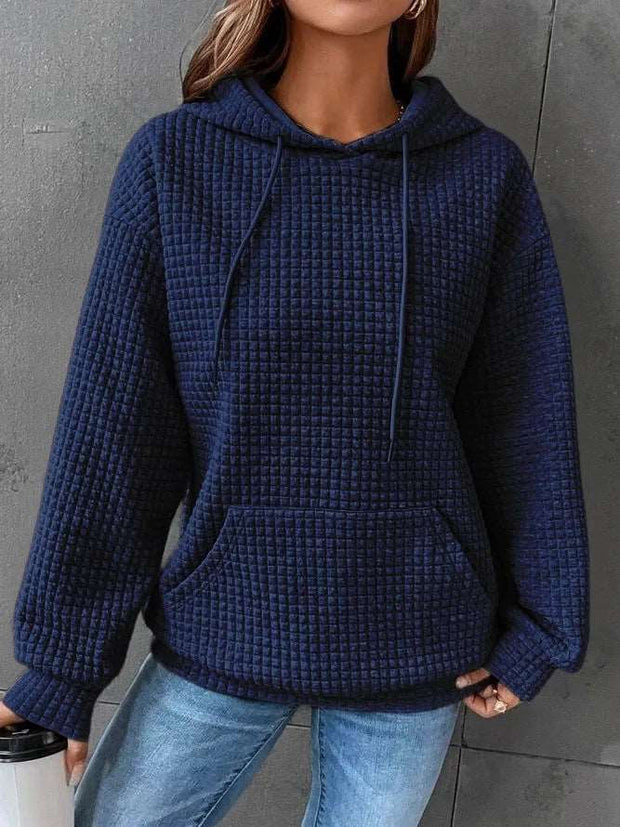 Fashion Waffle Hoodie Sweater Women's Sports Sweatshirt Casual Long Sleeve Tops Womens Clothing - Jo-Bolt-Store