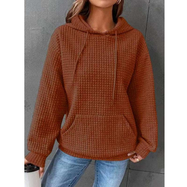Fashion Waffle Hoodie Sweater Women's Sports Sweatshirt Casual Long Sleeve Tops Womens Clothing - Jo-Bolt-Store
