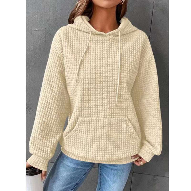 Fashion Waffle Hoodie Sweater Women's Sports Sweatshirt Casual Long Sleeve Tops Womens Clothing - Jo-Bolt-Store