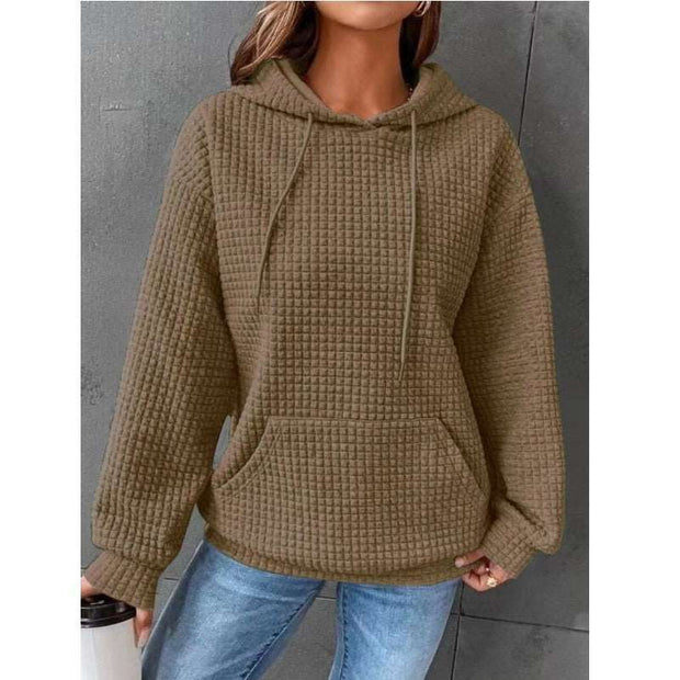 Fashion Waffle Hoodie Sweater Women's Sports Sweatshirt Casual Long Sleeve Tops Womens Clothing - Jo-Bolt-Store