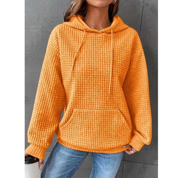 Fashion Waffle Hoodie Sweater Women's Sports Sweatshirt Casual Long Sleeve Tops Womens Clothing - Jo-Bolt-Store